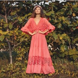 Lunette Lace trim Kaftan Pullover Dress Engagement Vacation Boho Maxi Dress Plus